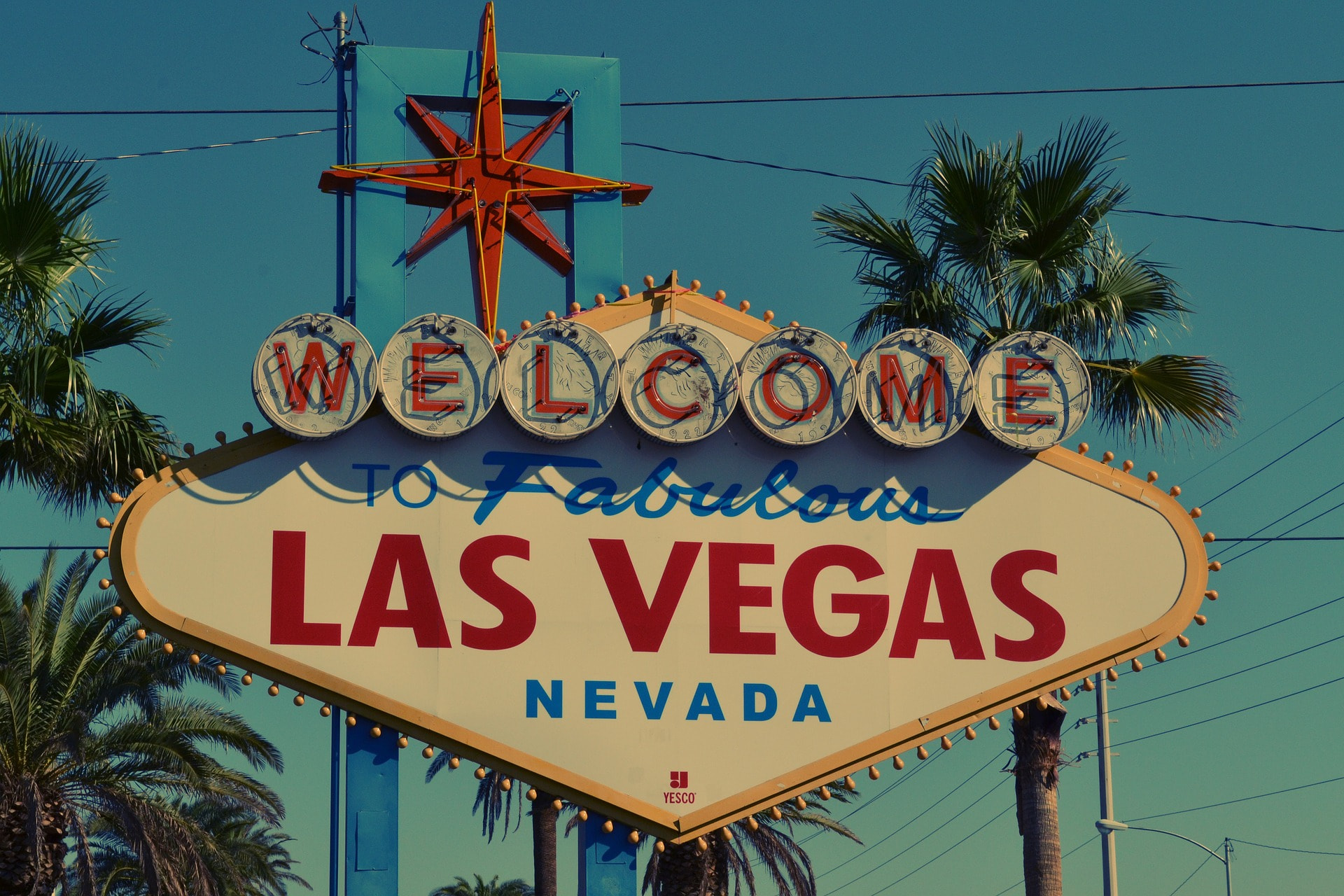 Cartel de bienvenida a las Vegas.